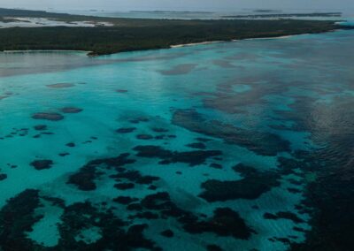 An image of the reef systems near Harbour Island from above with Ocean Fox of Harbour Island Bahamas.