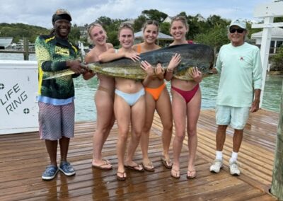 An image of a monster bull mahi mahi caught on a recent Ocean Fox Fishing charter out of Harbour Island Eleuthera.